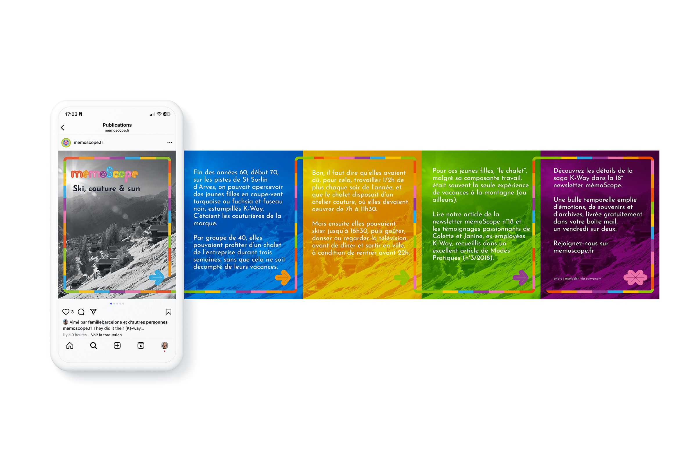 mémoScope - DA print & digitale, identité visuelle, réseaux sociaux, newsletter